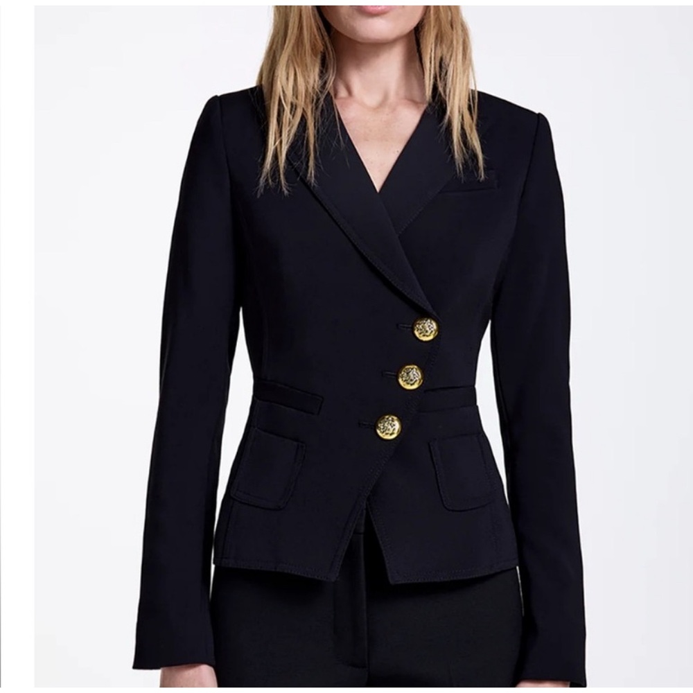 Tailored Black Women's Blazer with Gold Buttons